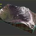 3D Terrain Model With Wooden Base And Mountainous Landscape Green Vegetation White Peaks