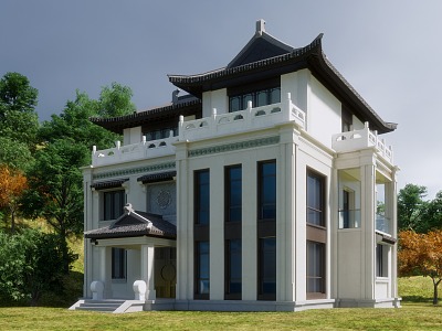 New Chinese style single-family villa model