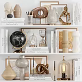 Decorative Ornament Set for Living Room Shelf with Books Woven Vase and Pen Holder
