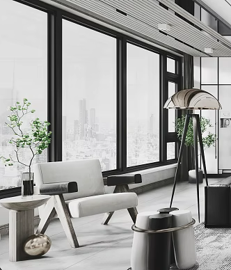 Italian Leisure Chair Advanced Grey Leisure Chair Single Chair Floor Lamp Side Corner Single Chair Light Simple G742 3d model