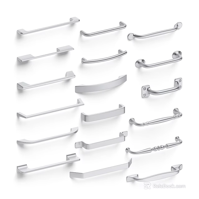 Different Types of Handles for Cabinets Drawers and Furniture in Modern Design Styles 3d model 