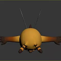 3D Cartoon Bee Character With Yellow Orange Body Striped Antennae And White Wings