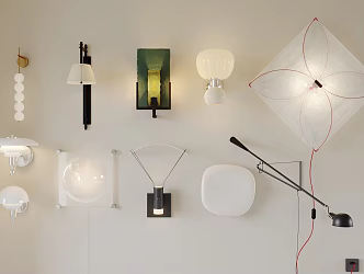 Modern cream wall lamp glass wall lamp metal wall lamp kite wall lamp round wall lamp long strip wall lamp 3d model