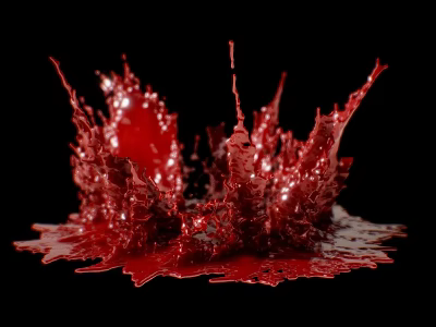 Vibrant Red Crown Shaped Garden Ornament With Splashing Design On Black Background 3d model