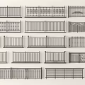 Various Metal Railings Showcasing Decorative Patterns And Simple Designs In Different Styles 3d model