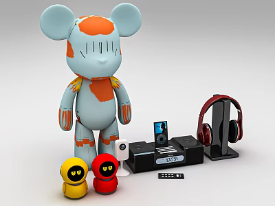 Modern Headset Home Monitor Remote Control Bluetooth Speaker Bluetooth Headset 3d model