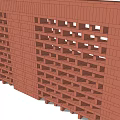Modern Red Brick Feature Wall With Perforated Patterns And Geometric Cutouts 3d model