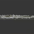3D Detailed Terrain Model with Mountain Ranges Glaciers and Blue Water Areas