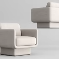 Modern Single Sofa With Light Beige Fabric Upholstery And Square Armrest Design