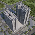 Modern High Rise Residential Buildings Surrounded By Greenery Roads And Parking Area
