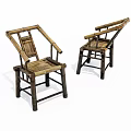 Bamboo Leisure Chairs With Traditional Woven Design And Armrests For Relaxation