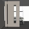 Modern Interior Room Divider Design With Rectangular Opening Dining Table And Chairs 3d model