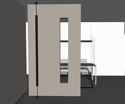 Modern Interior Room Divider Design With Rectangular Opening Dining Table And Chairs 3d model