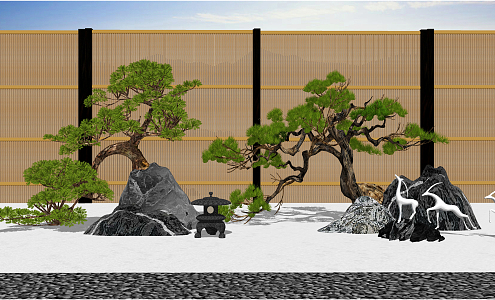 New Chinese style landscape sketch landscape Pohan pine tree modeling pine potted plants 3d model