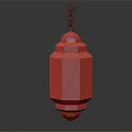 Decorative Metal Hanging Lantern With Intricate Cut Out Patterns And Chain 3d model