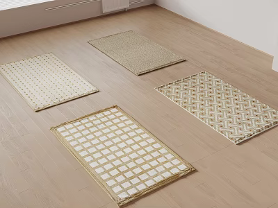 Square Rugs With Different Patterns On Wooden Floor For Home Decor 3d model