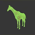 Game Movie Character Giraffe With Brown And White Spots Standing On Gray Background With Reflection