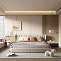 Modern Bedroom Interior Design With Neutral Tones King Size Bed Accent Painting And Pendant Lights