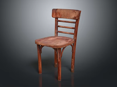 Rustic Wooden Leisure Chair Featuring Slatted Back Curved Legs And Simple Design 3d model