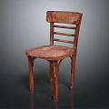 Rustic Wooden Leisure Chair Featuring Slatted Back Curved Legs And Simple Design