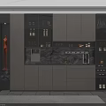 Elegant Modern Wine Cabinet With Glass Doors And Display Shelves For Wine Bottles And Glasses