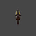 Golden Black Sci Fi Weapon With Metallic Blade Sharp Spikes And Futuristic Design