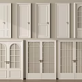 White Interior Hinged Doors With Various Panel And Glass Designs For Home 3d model