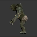3D Green Ogre Monster Character With Muscular Limbs And Glowing Arms