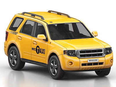Yellow Taxi SUV Car With Modern Exterior Design And TAXI Logo 3d model