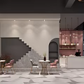 Elegant Modern Restaurant Interior Design With Open Layout Pink Walls Dining Tables And Pendant Lights