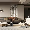 Contemporary Living Room Interior With Sectional Sofa Coffee Table And Floor Lamp