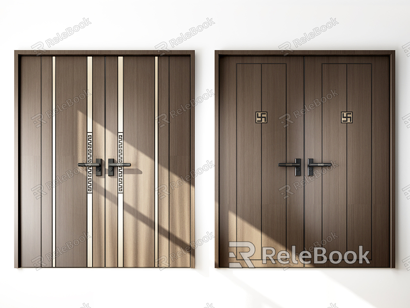 New Chinese style double door door model