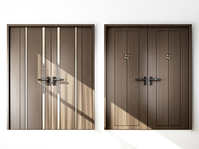 New Chinese style double door 3d model