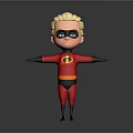 Animated Superhero Character With Blonde Hair Black Mask Red Costume I Symbol And Arms Outstretched