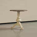 Elegant White Base Side Table With Round Marble Top And Carved Legs Design 3d model