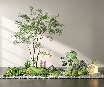 green plant potted plant landscaping indoor landscaping plant pile 3d model
