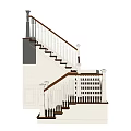 Modern Interior Staircase With White Railings Brown Handrails And Wooden Steps
