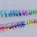 Rainbow Colored 3D Letters With Shiny Metallic Finish Arranged On Gray Background