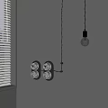Elegant Modern Pendant Light In Interior With Gray Wall White Blinds And Black Switch Panels