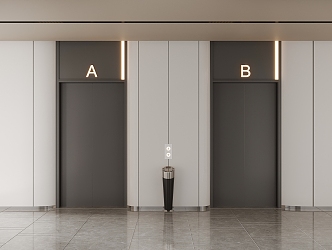 Modern elevator hall 3d model