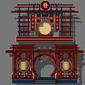 Traditional Chinese Architecture Photo Spot With Red Wooden Structure Placards Round Decorations And Steps