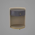 Modern Curved Bedside Table With Gray Fabric Drawer Gold Handle And Beige Frame 3d model