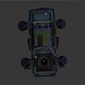 Futuristic Modified Car With Large Tires Mechanical Parts And Metallic Finish