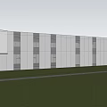 Modern Sales Office Building Exterior Design With Glass Curtain Wall And White Facade
