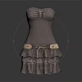 Chic Gray Strapless Dress With Ruffled Skirt And Decorative Belt