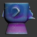 Face Shaped Blue Ceramic Cup With Cracked Texture Purple Base And Colorful Stripes