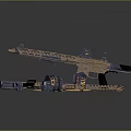 Tactical Firearm Setup With Bullets Magazines And Accessories On Dark Surface