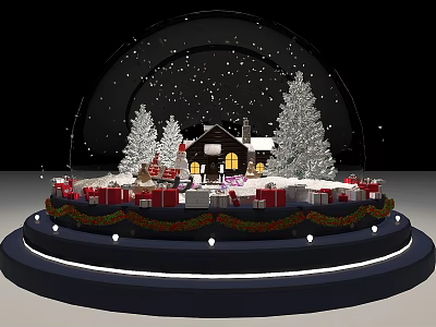 Christmas Snow Globe With House Christmas Trees Gifts And Decorations 3d model