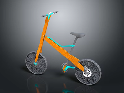 Modern Sleek Bicycle With Orange Frame Teal Accents Gray Seat And Black Tires 3d model