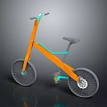 Modern Sleek Bicycle With Orange Frame Teal Accents Gray Seat And Black Tires